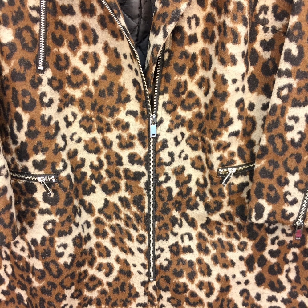 NWT Ellos Plus Size Leopard Print Moto Coat Wool - Picture 4 of 7